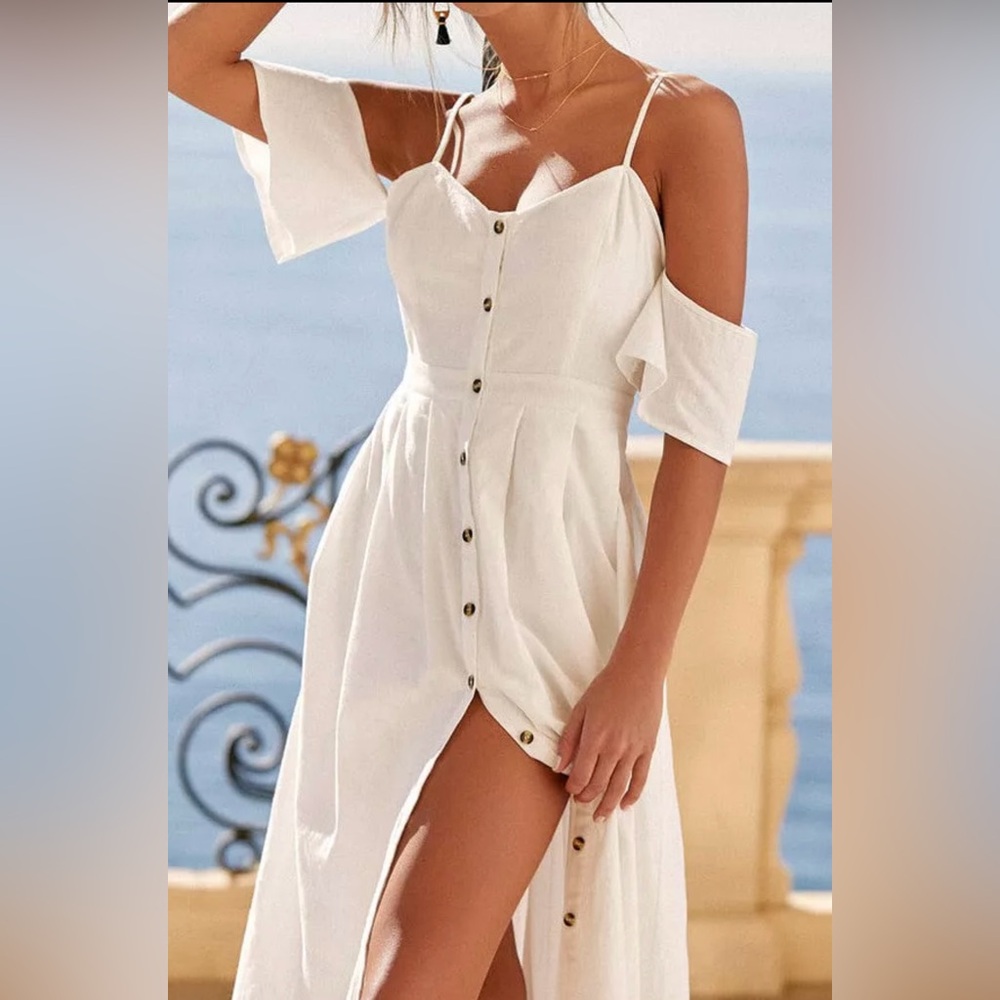 NWT Lulu's I've Got Love White Off-the-Shoulder
Midi Dress